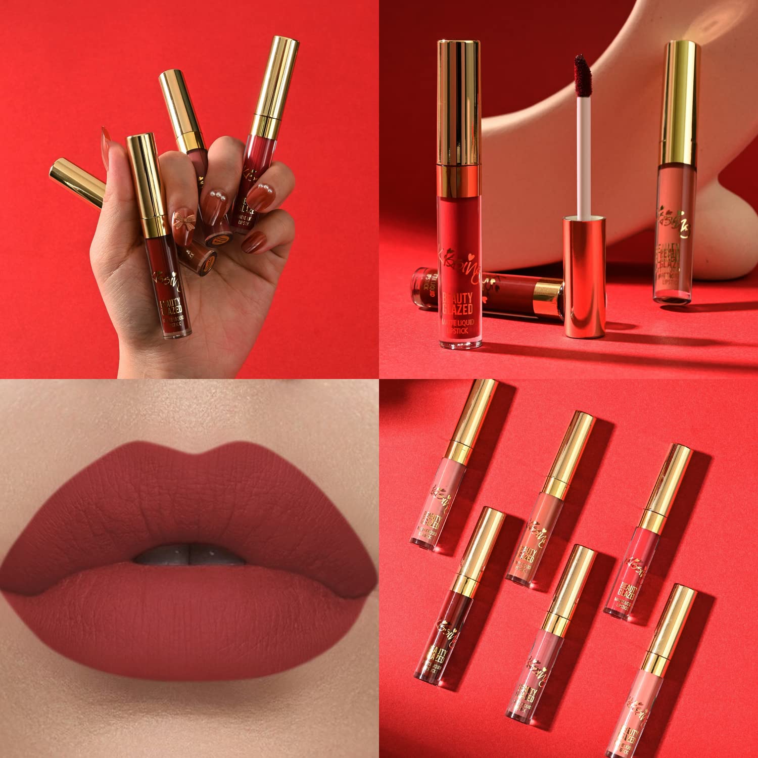 BestLand rouge à lèvres waterproof maintien sans bavure.