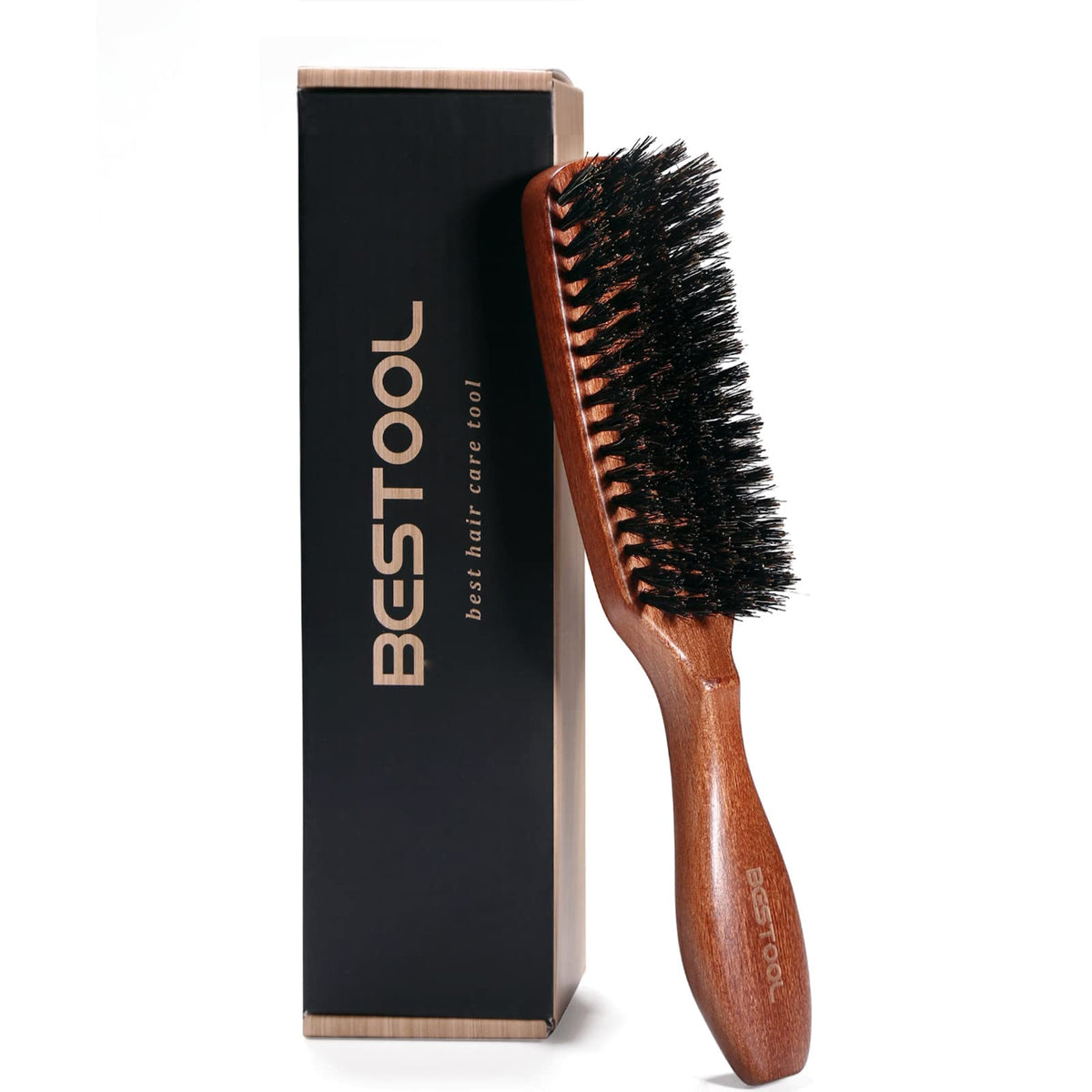 BESTOOL brosse-cheveux poils sanglier pour démêlage doux et distribution des huiles.
