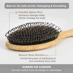BESTOOL brosse-poils-sanglier-nylon pour démêler et masser.