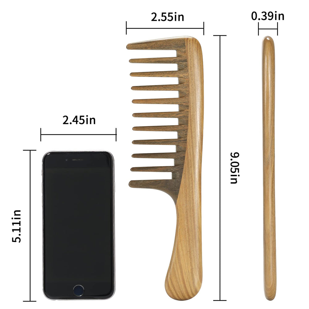 BESTOOL peigne anti-statique en santal naturel, idéal pour cheveux bouclés.