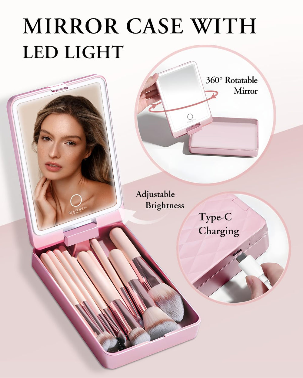 BESTOPE PRO miroir LED rotatif 360° intégré pour retouches