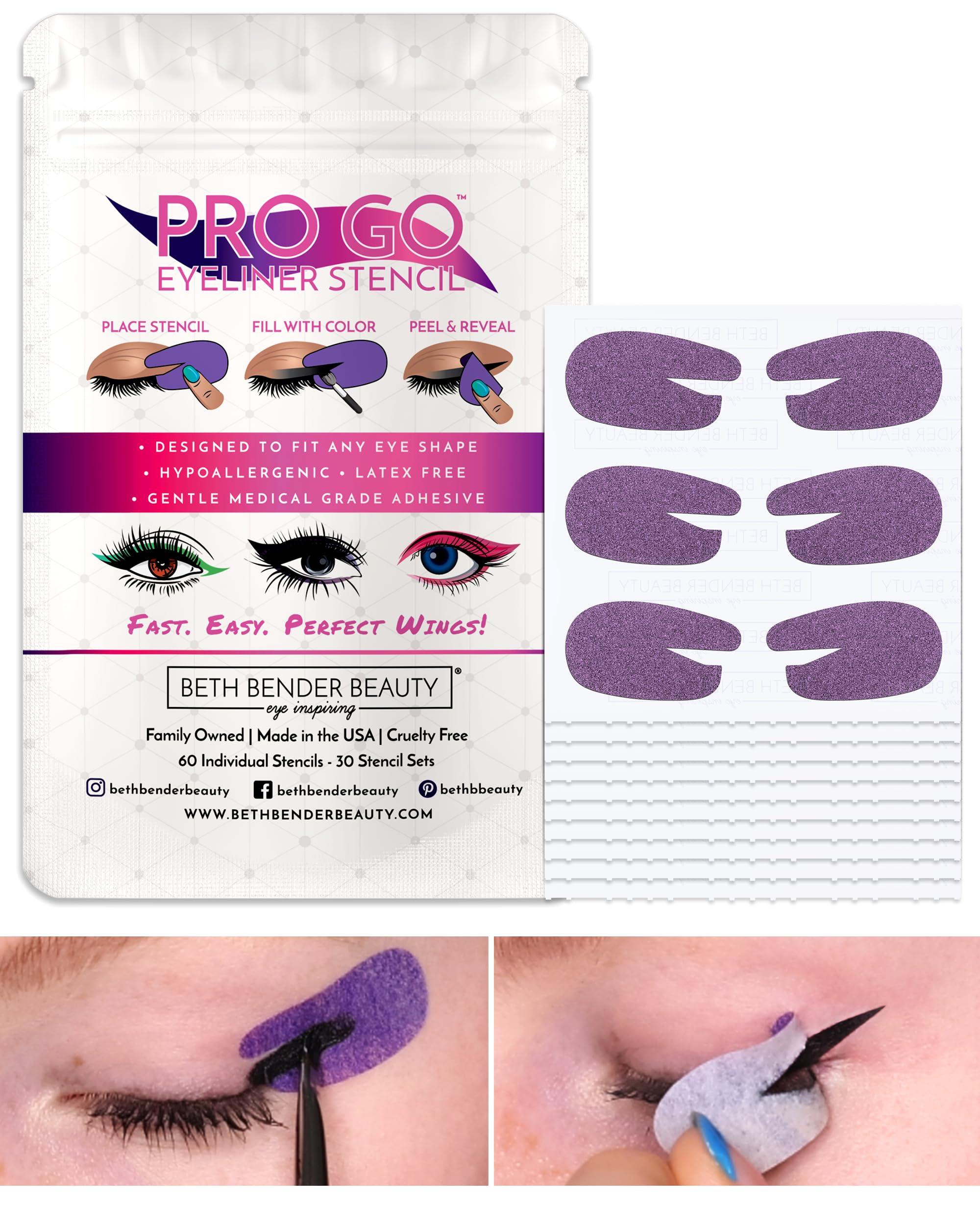 Beth Bender Beauty Pro Go Eyeliner Pochoir ensemble pour un regard précis et rapide.