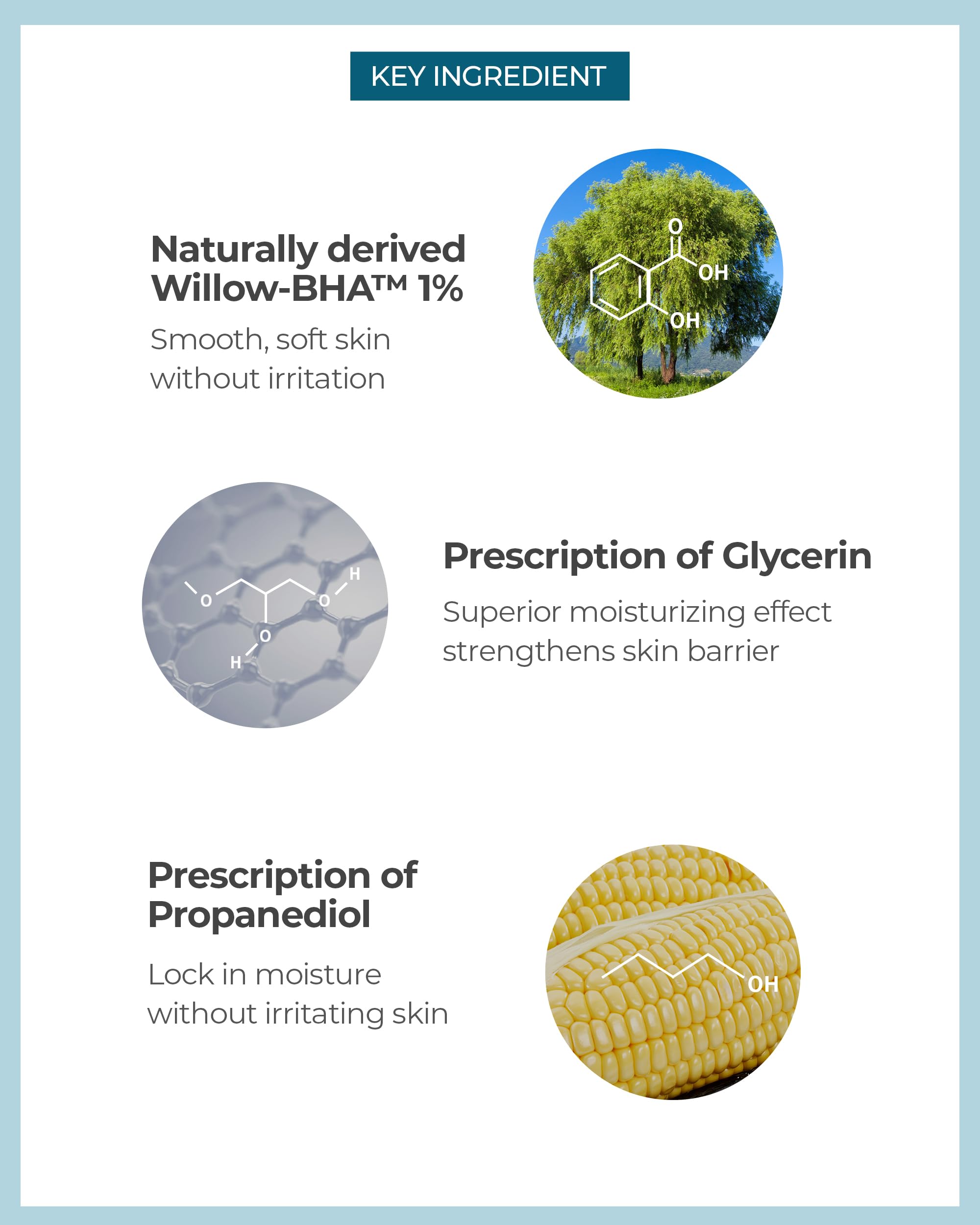BE THE SKIN BHA+ Hinoki et glycérine, hydratation apaisante.