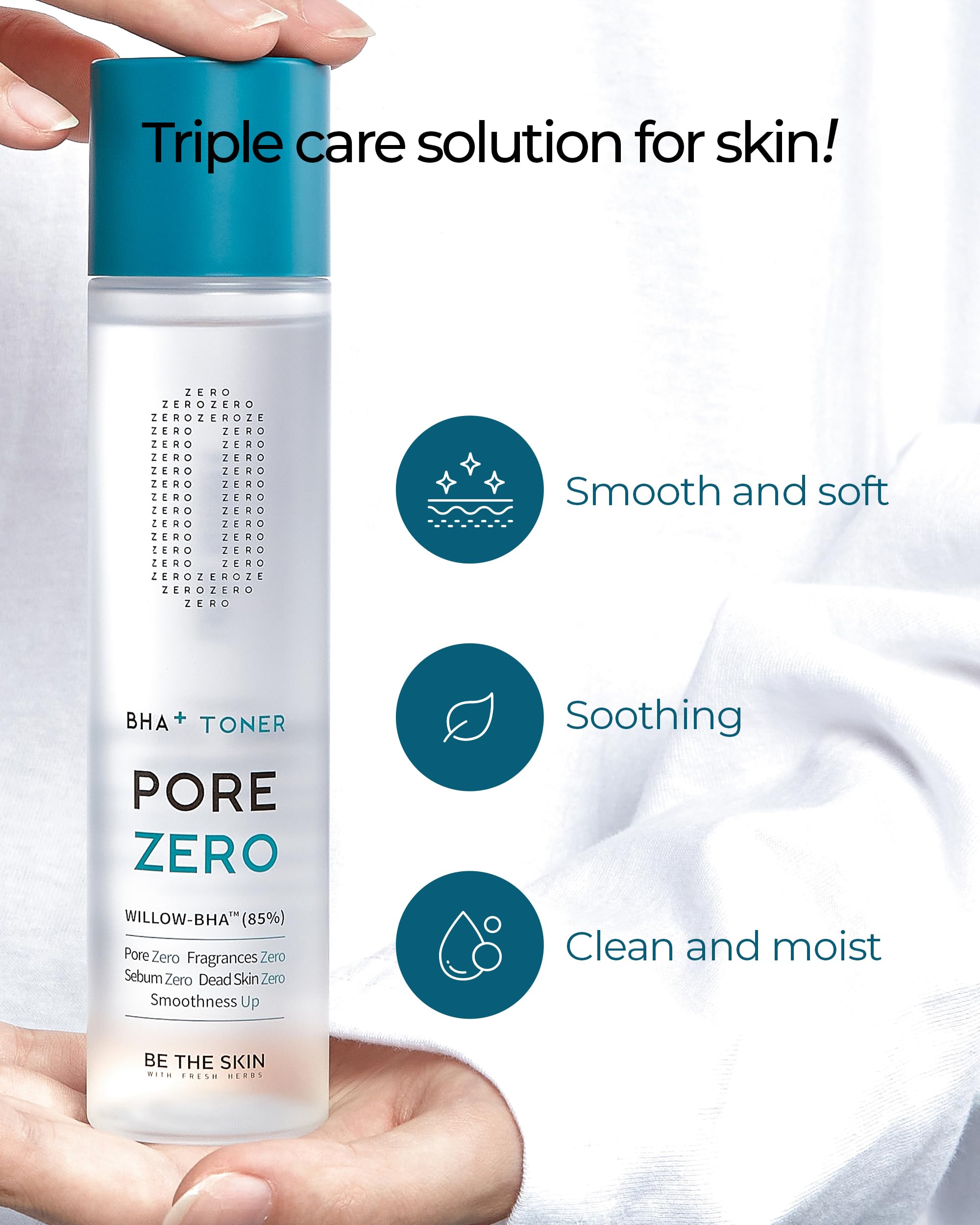 BE THE SKIN BHA+ Formule sans alcool, soin adapté peau sensible.