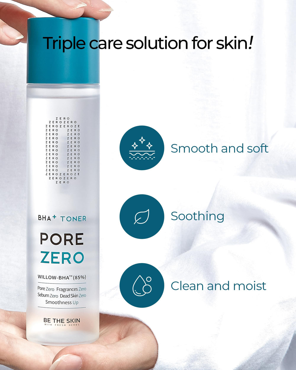 BE THE SKIN BHA+ Formule sans alcool, soin adapté peau sensible.