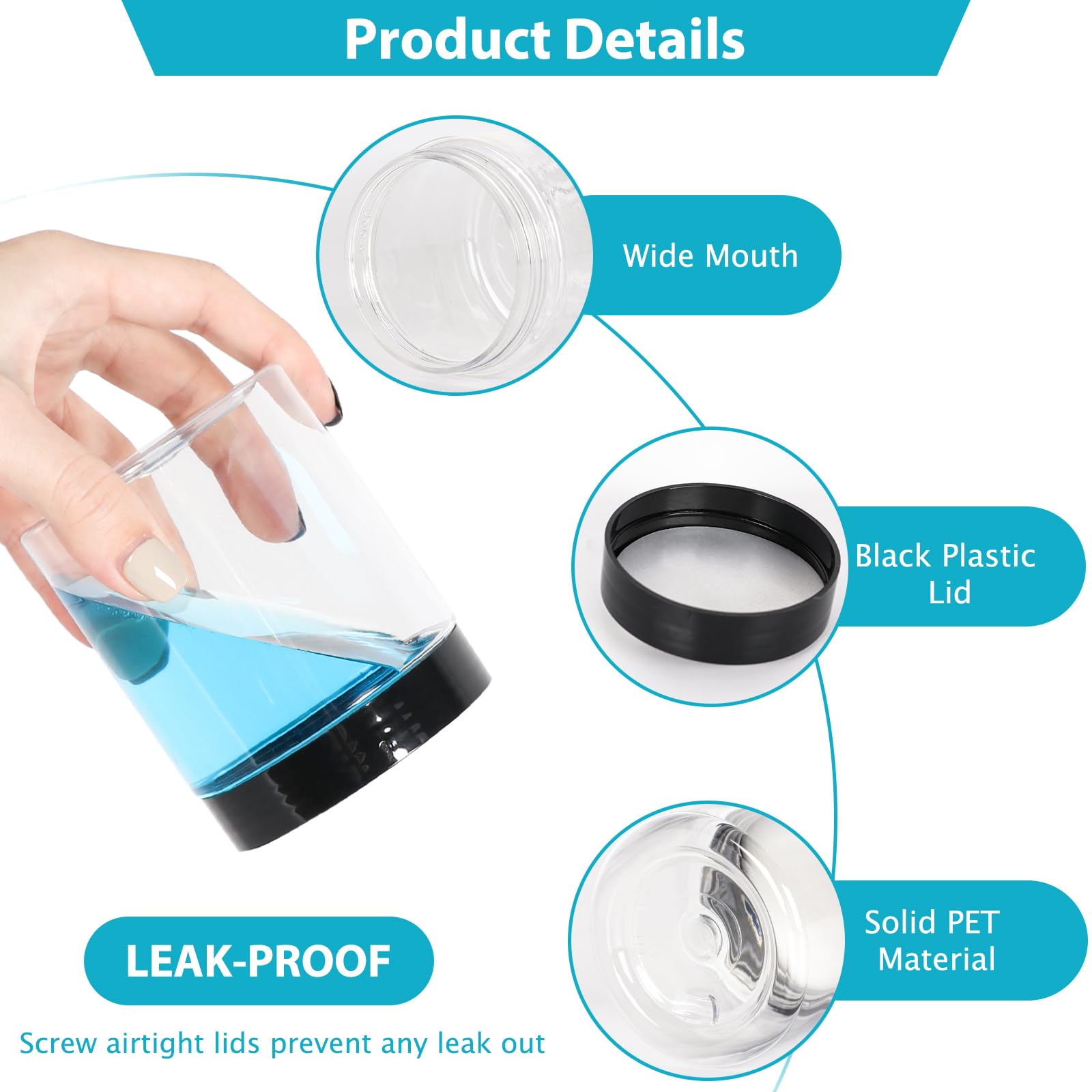 Bocaux Betrome 8oz transparents, visibilité du contenu pour organisation rapide.