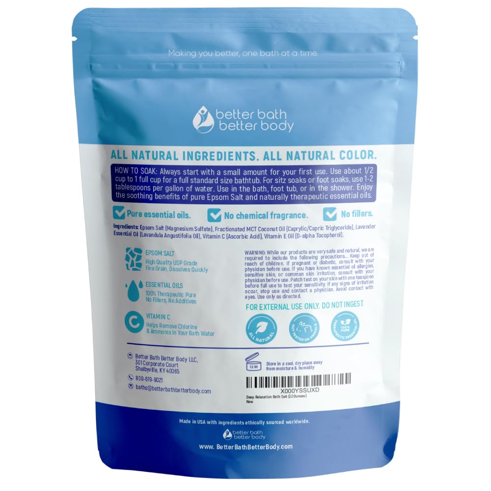 Better Bath Better Body grains fins Epsom se dissolvant rapidement dans le bain