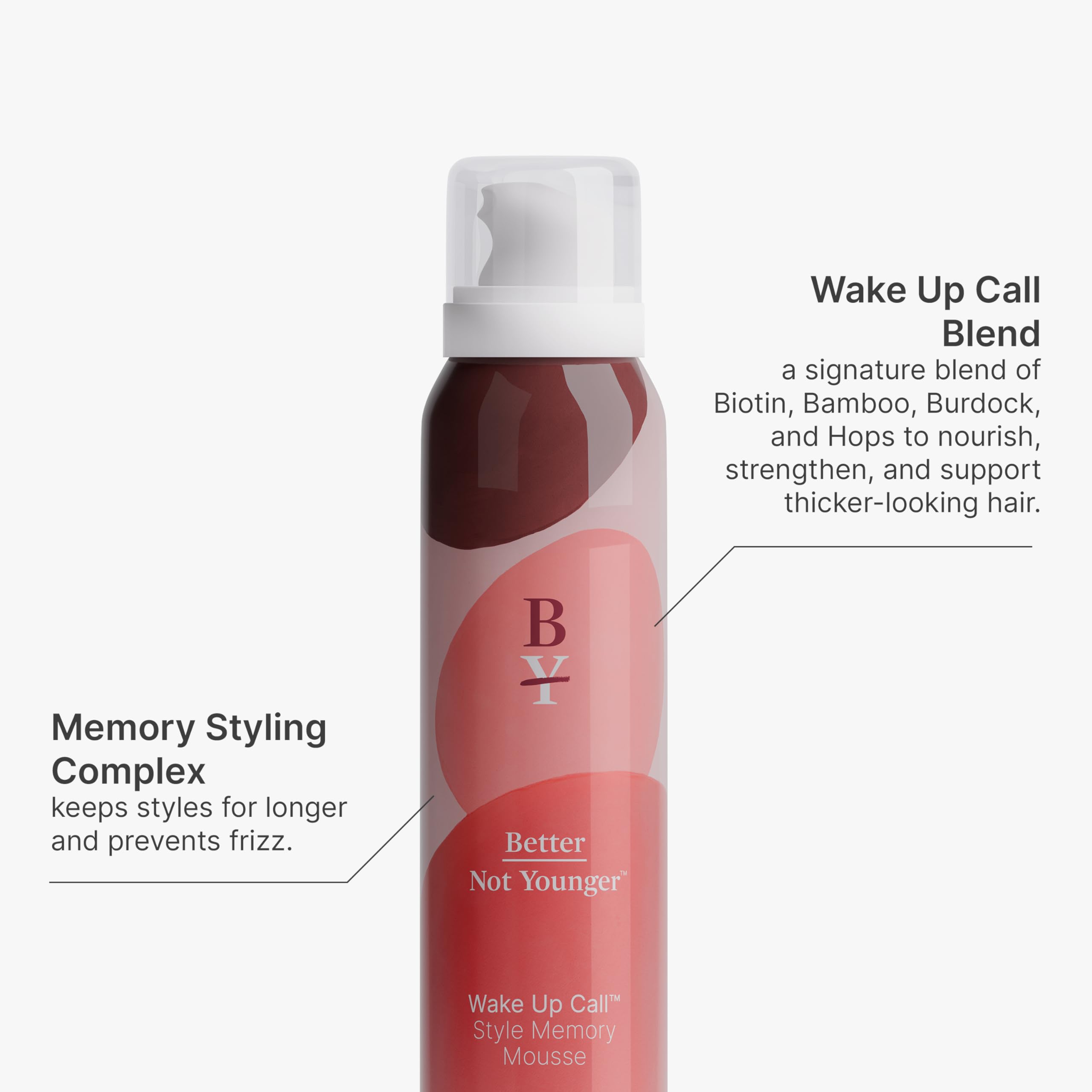 Better Not Younger Mousse Volumisante – cheveux fins avec volume naturel après application.