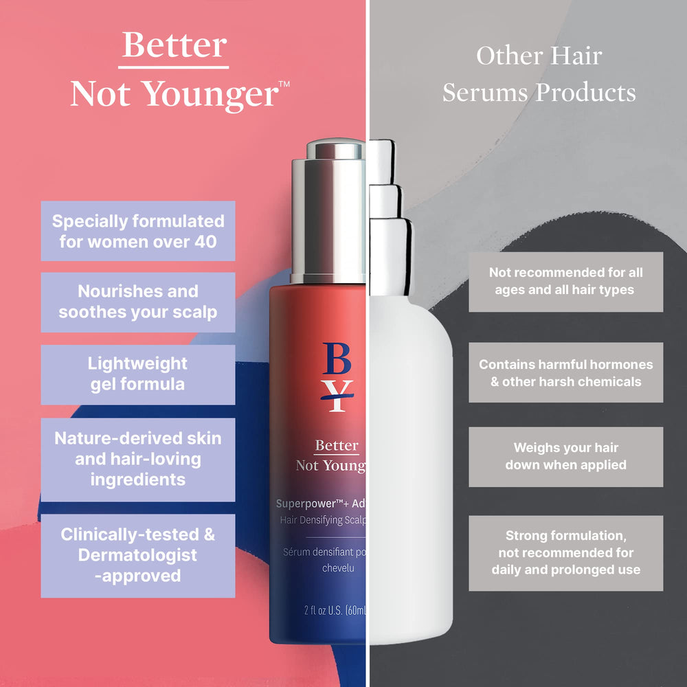 Cheveux plus épais après application du sérum Better Not Younger