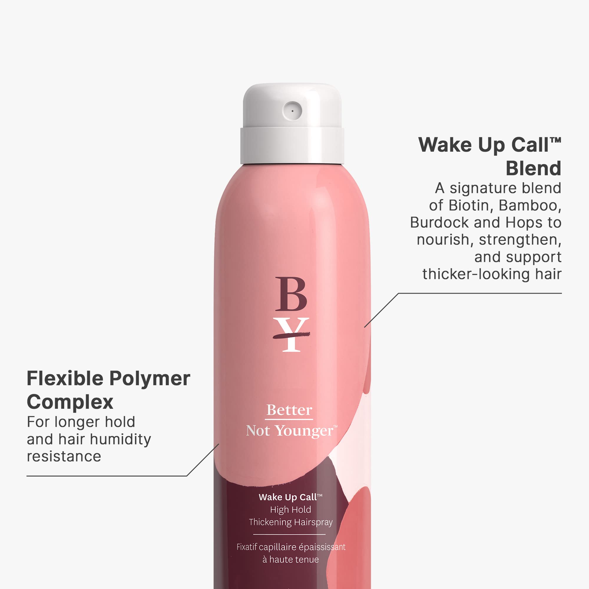 Better Not Younger – spray volumisant apportant épaisseur immédiate aux cheveux fins.