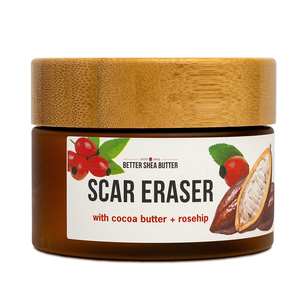 Better Shea Butter Scar Eraser Balm, flacon pratique pour hydrater et soutenir les cicatrices.