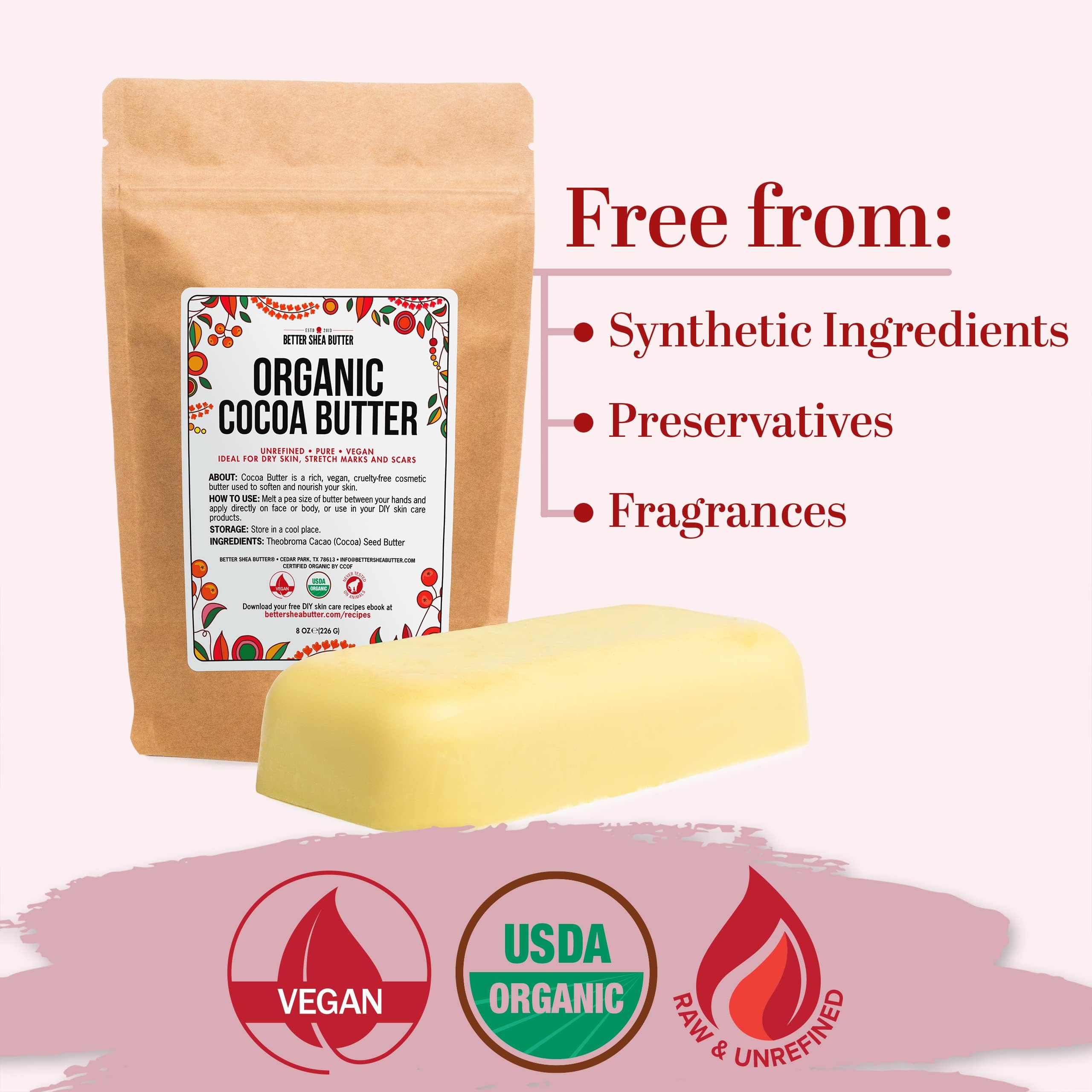 Base DIY pour soins corporels avec Beurre cacao bio cru Better Shea Butter.