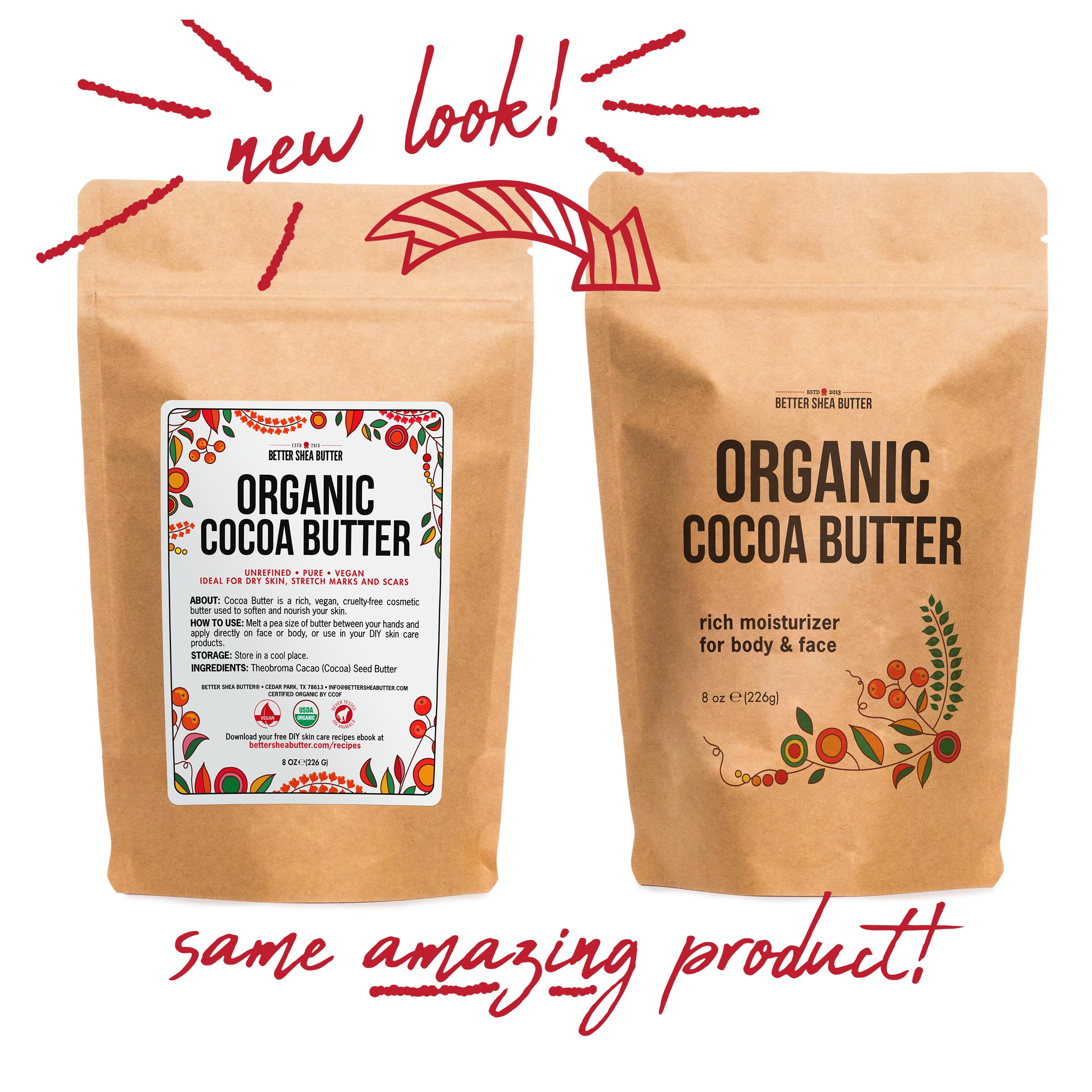 Baume lèvres nourrissant Better Shea Butter à base de cacao bio cru.