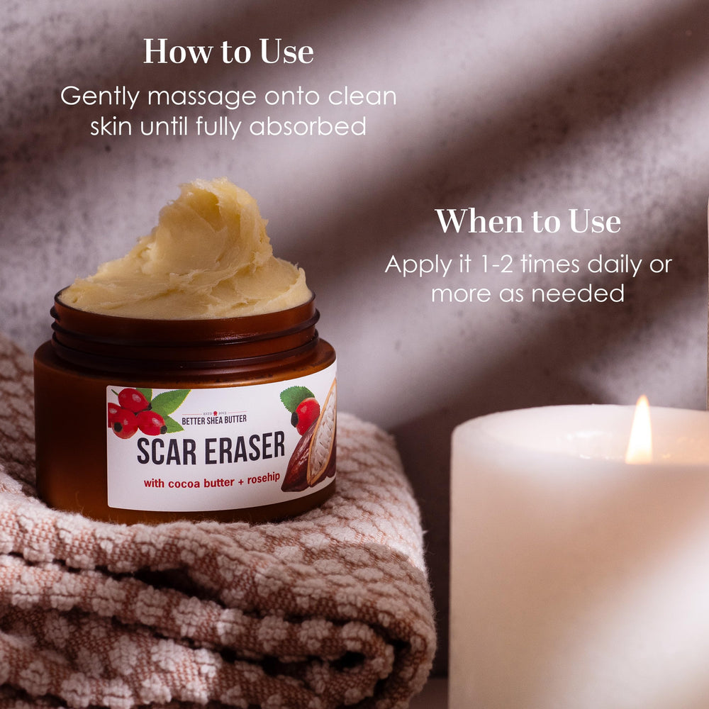 Parfum tendre du Better Shea Butter Scar Eraser Balm pour routine soin.