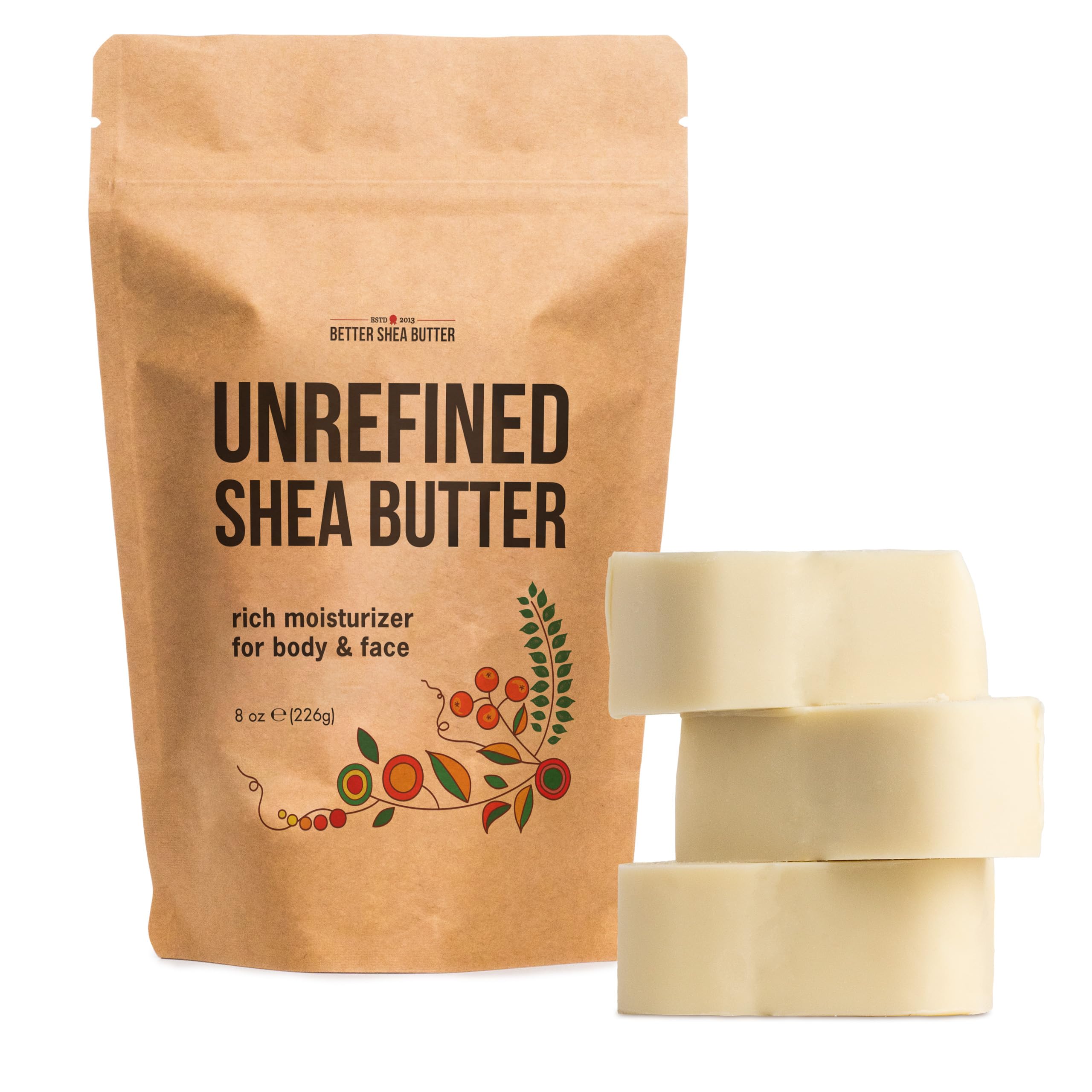 Better Shea Butter raw shea block 8oz shown for versatile skin and hair care.