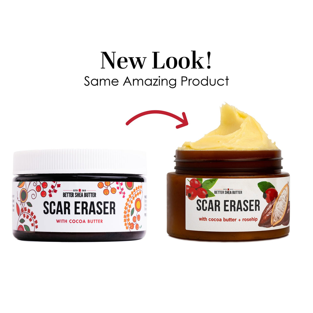 Produit sans conservateurs: Better Shea Butter Scar Eraser Balm.