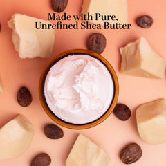 Better Shea Butter texture-veloutee: peau douce et légère après application.