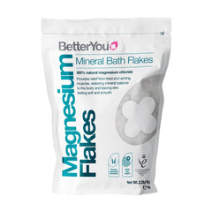 BetterYou flocons-bain magnésium — apaisent les muscles fatigués lors d'un bain relaxant.