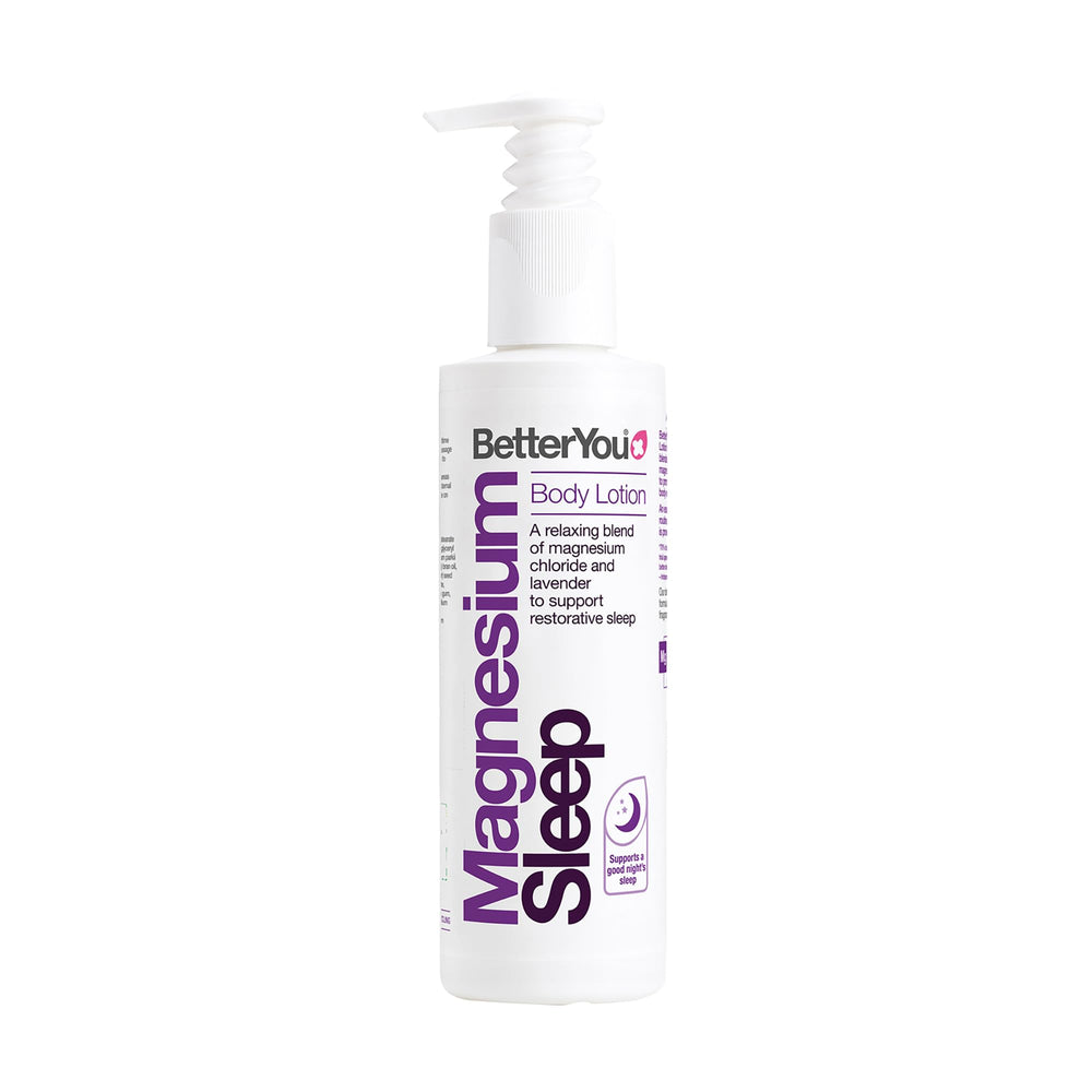 BetterYou Magnesium Sleep Lotion: flacon et texture onctueuse pour détente nocturne