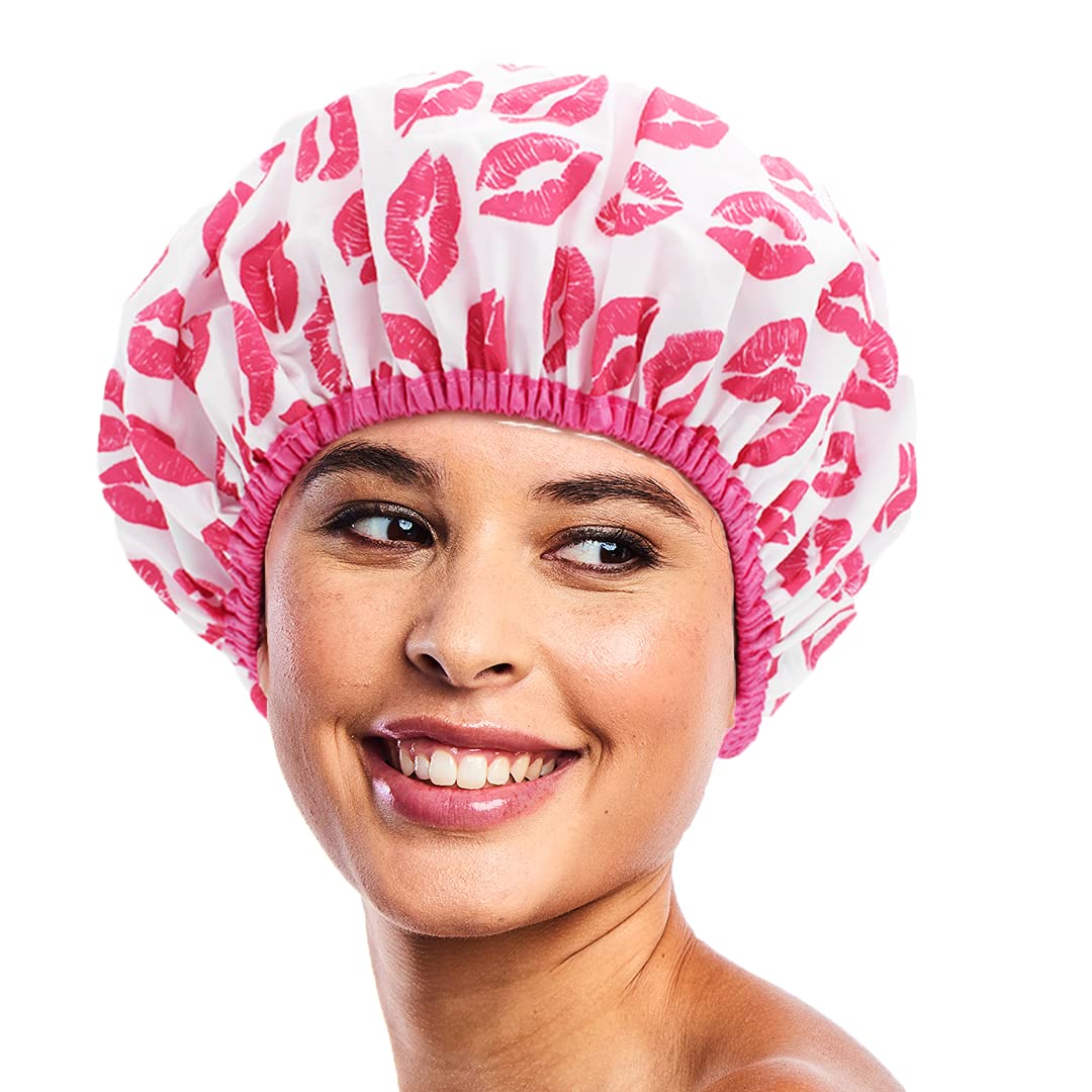 Capuchon de douche Betty Dain Fashionista grand format protège entièrement les cheveux de l'eau.