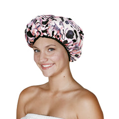 Betty Dain Socialite bonnet-douche réutilisable protège les cheveux sous la douche.