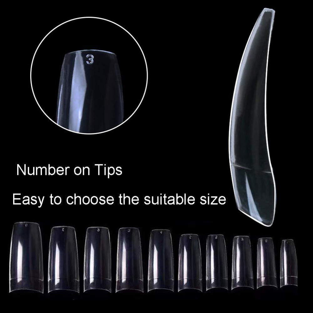 Beuniar ongles acryliques transparents faciles à appliquer avec gel ou vernis