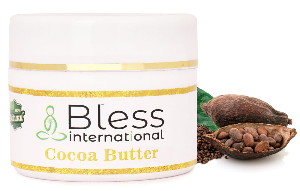 Bless International beurre cacao cru – texture crémeuse pour visage et corps.