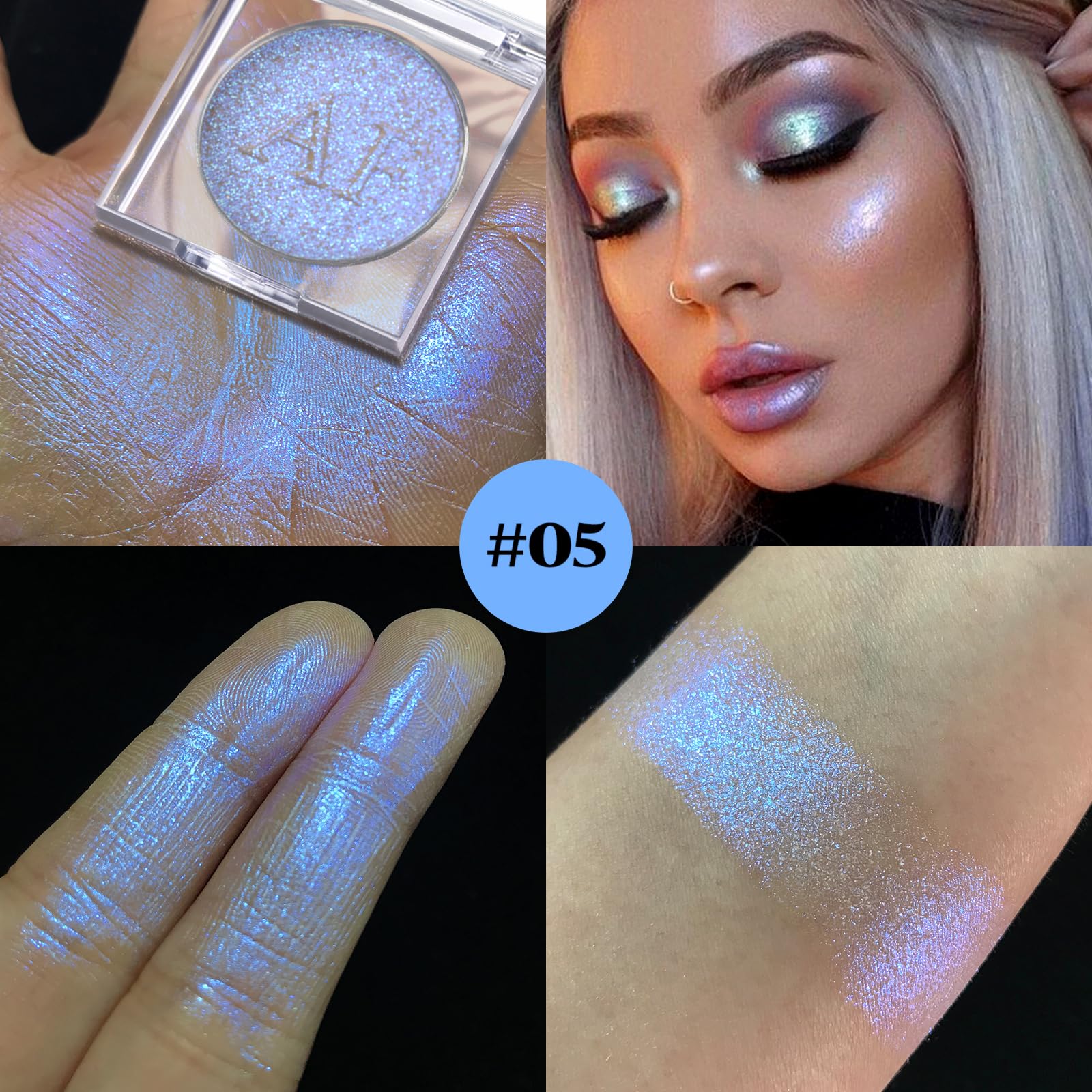 BEUSELF illuminateur iridescent poudre visage, lumière changeante.