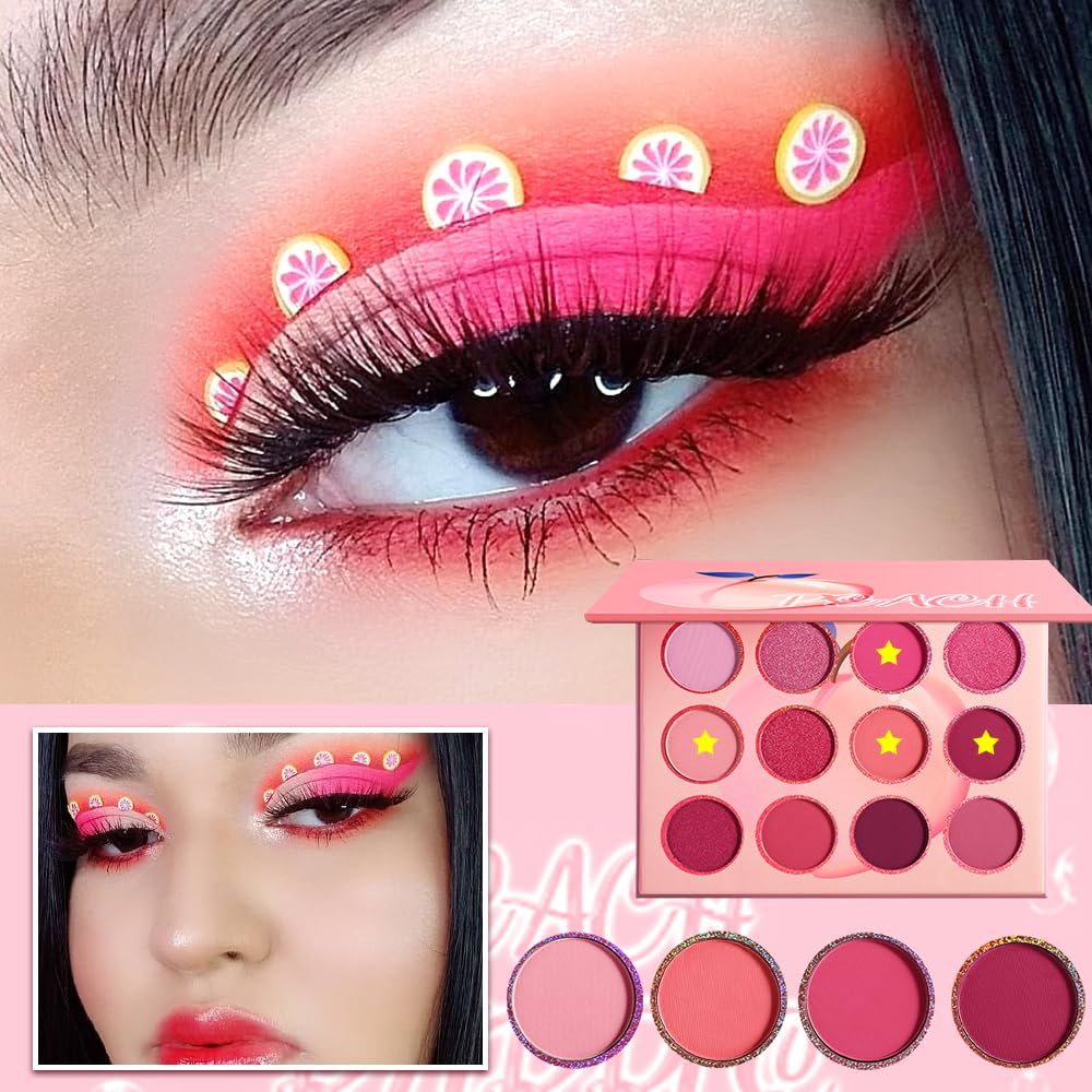 Beuself palette yeux Rose Pêche nacrés pour un éclat subtil et dimension