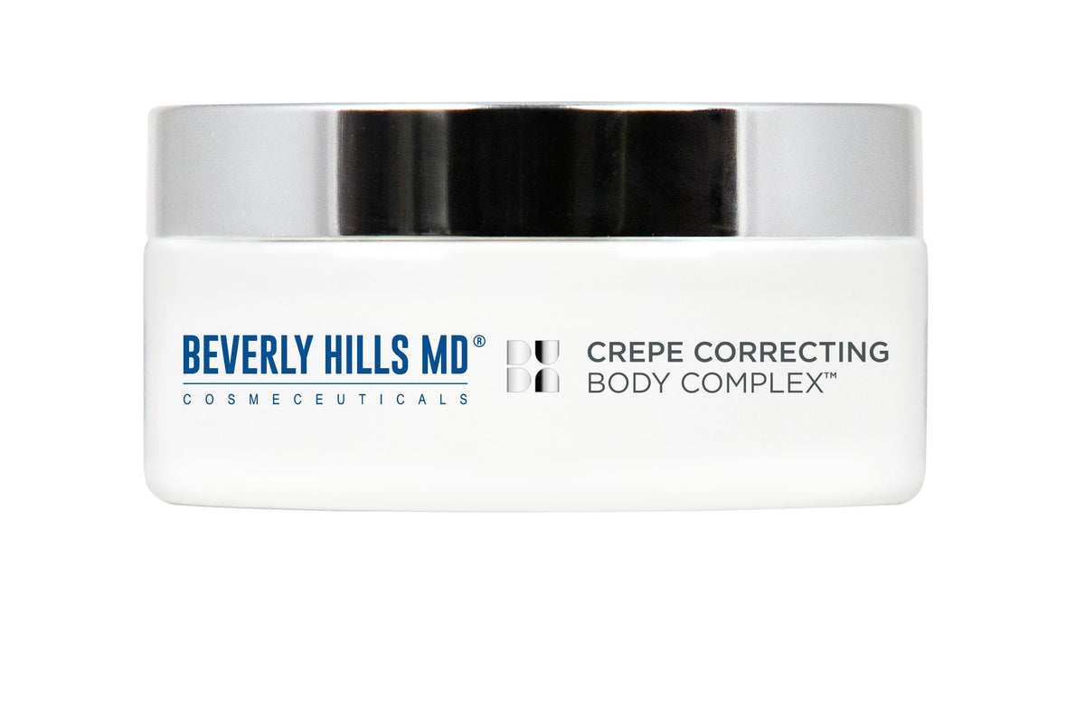 Flacon Beverly Hills MD Crepe Correcting Body Complex, hydratation intense et peau plus lisse.
