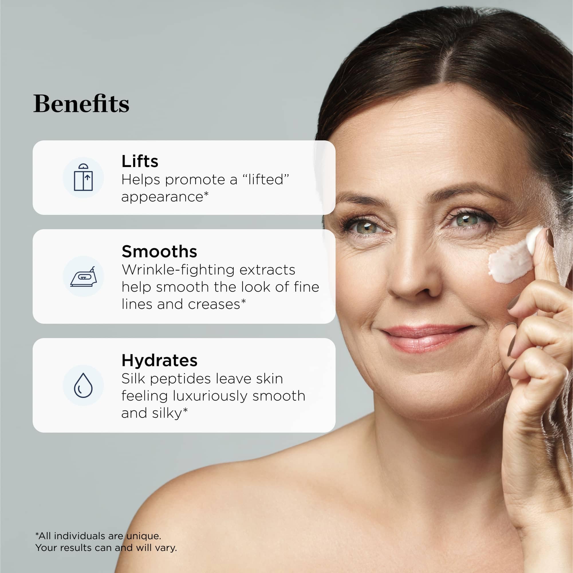 Texture crème Beverly Hills MD Lift et Firm pour une application douce.