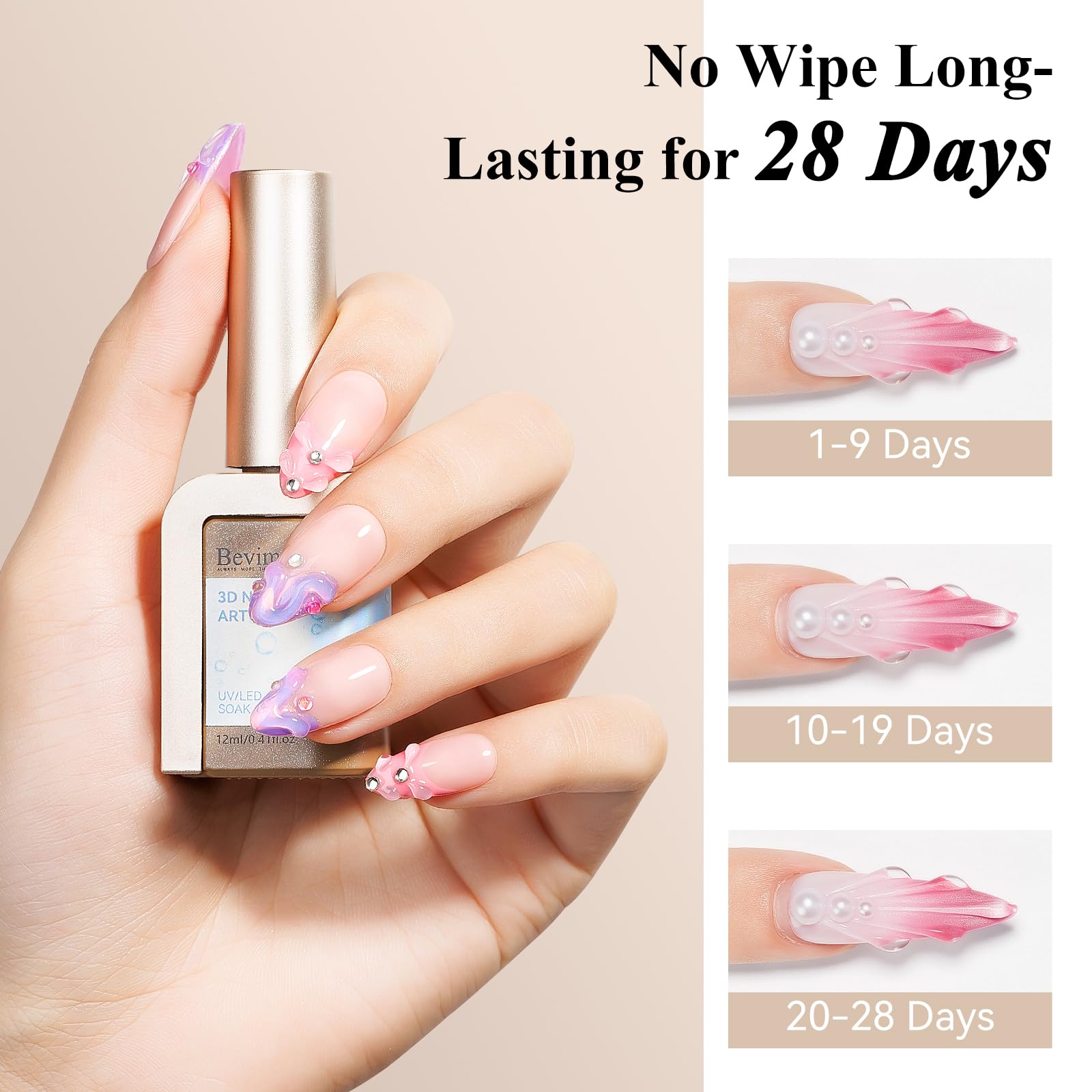 Bevimee Gel: colle pour strass et décorations sur ongles.