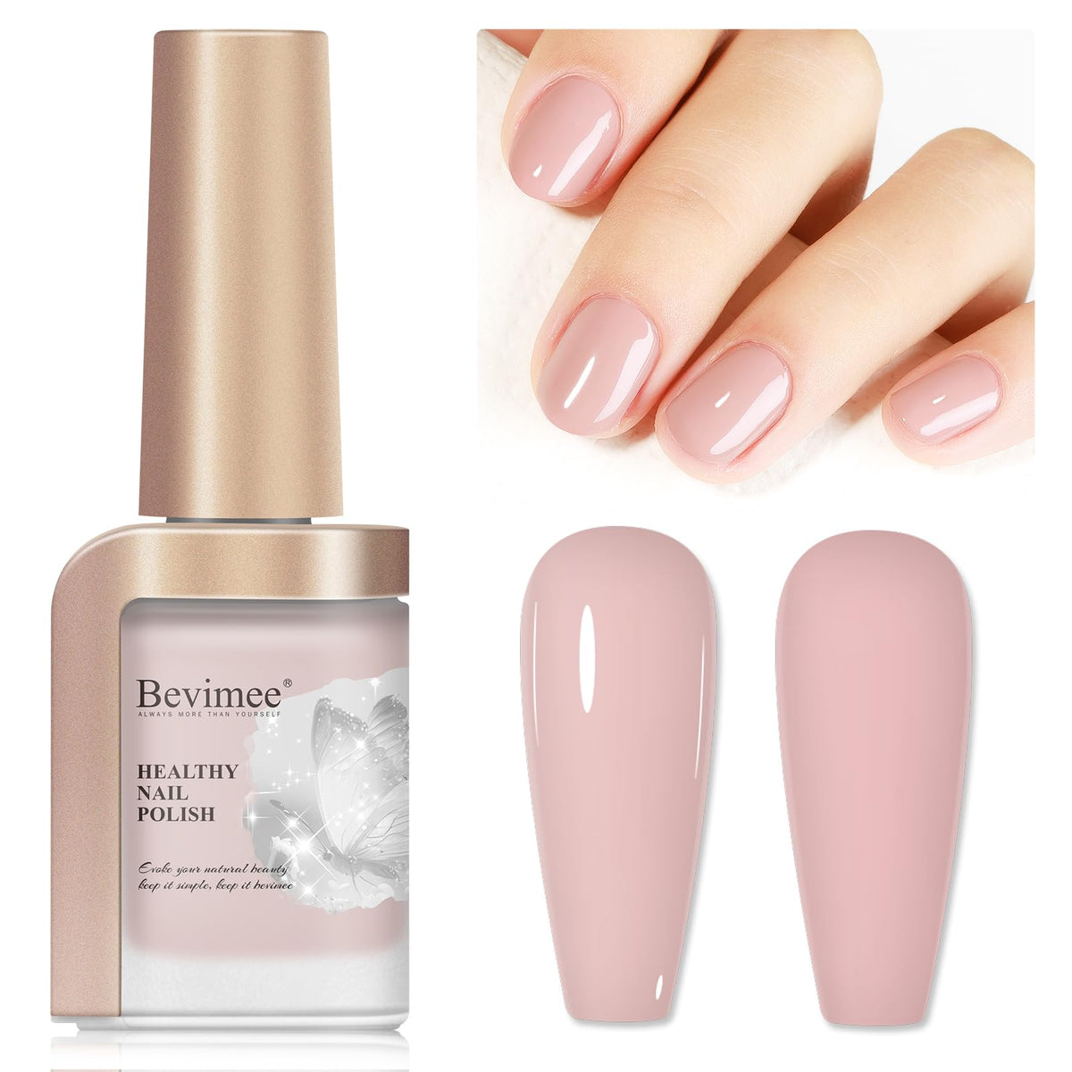 Bevimee Nude Vernis naturel, couleur nude, sur 12ml, séchage rapide et fini élégant.