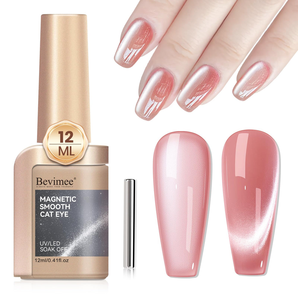Bevimee oeil-de-chat gel nude rose, brillance durable et élégante.