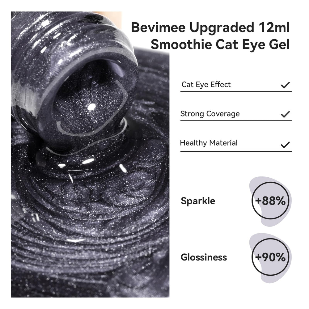 Bevimee Vernis Gel Œil-Chat avec baguette magnétique pour divers effets.