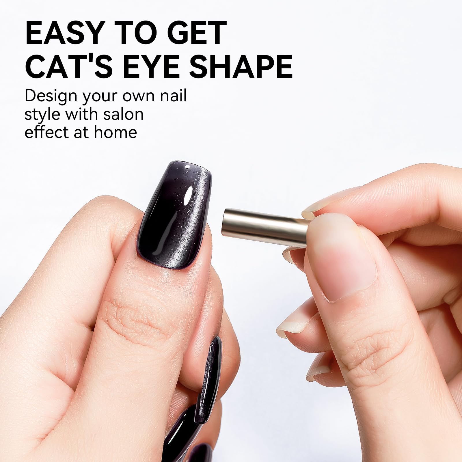 Bevimee Vernis Gel Œil-Chat : échantillons sur ongles montrant la couleur.