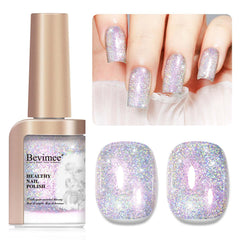 Bevimee Vernis Glitter Argent – bouteille scintillante et éclat irisé durable