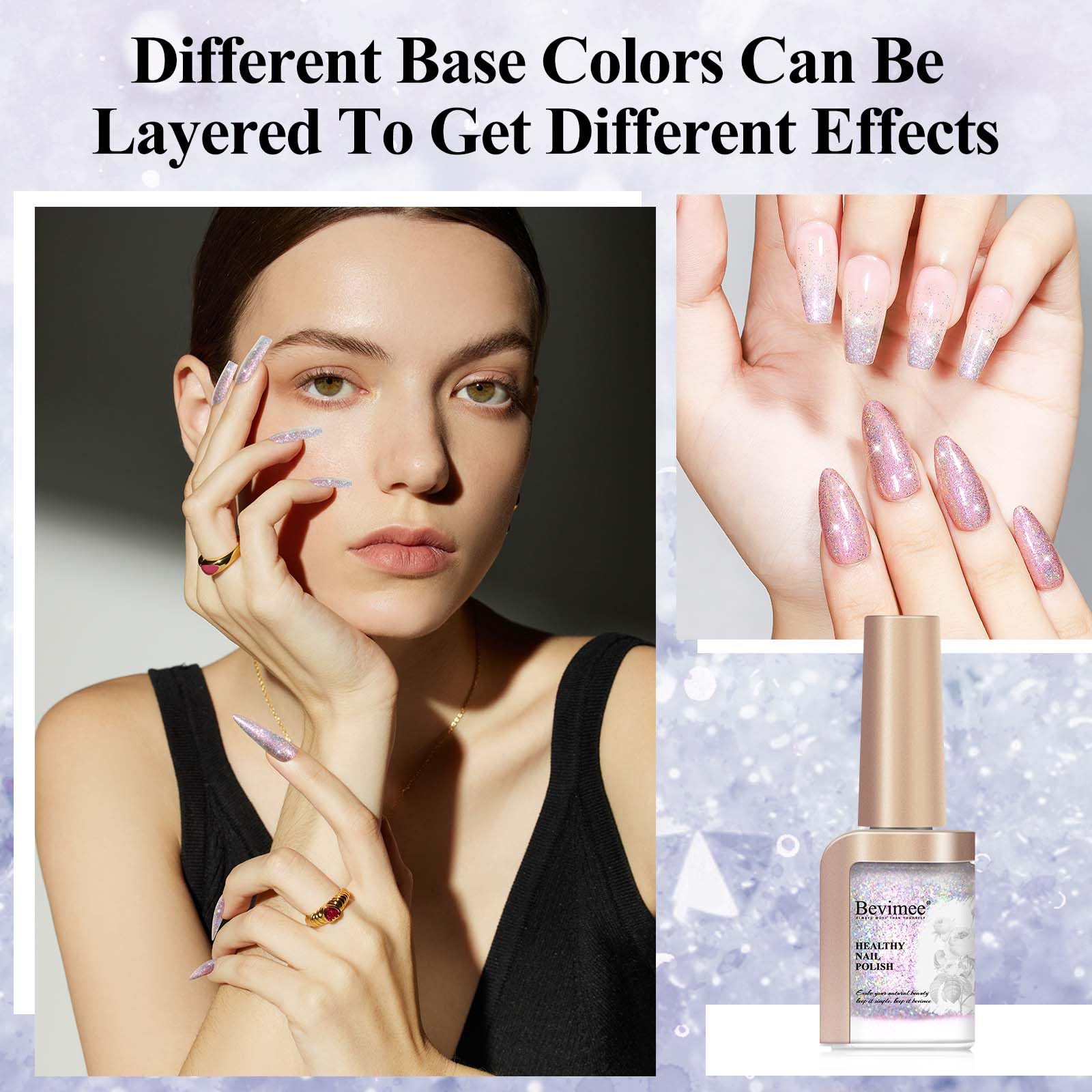 Bevimee Vernis Glitter Argent – brillance haute et reflets pour soirées