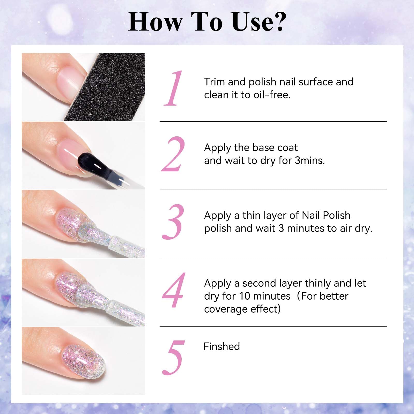 Bevimee Vernis Glitter Argent – étui portable et 12 ml pour emporter