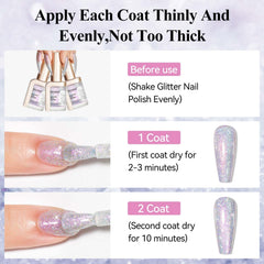 Bevimee Vernis Glitter Argent, pinceau précis pour une pose facile
