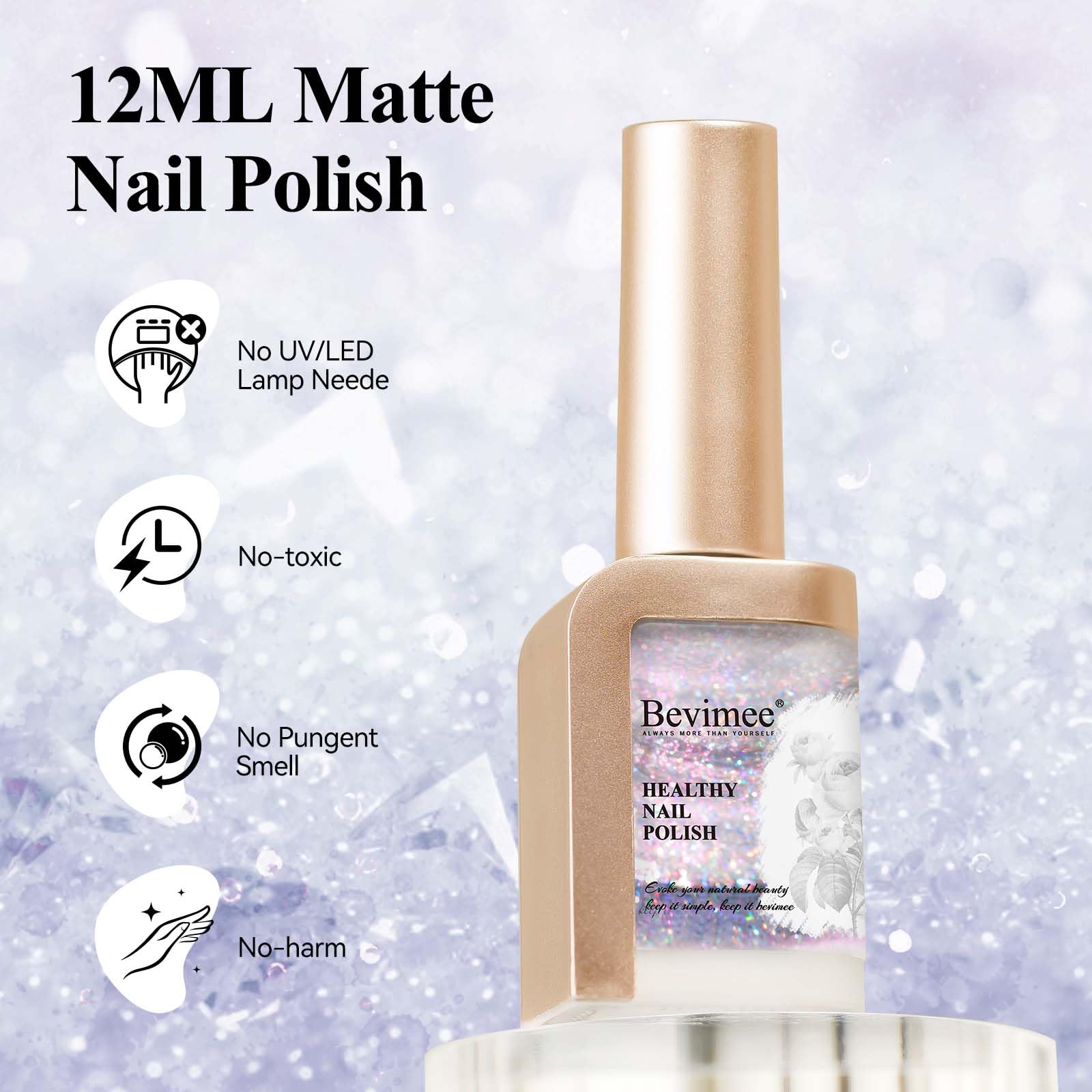 Bevimee Vernis Glitter Argent – reflets lumineux pour un look spectaculaire