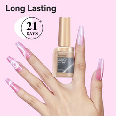 Bevimee gel UV, brillance miroir et surface lisse pour les ongles.