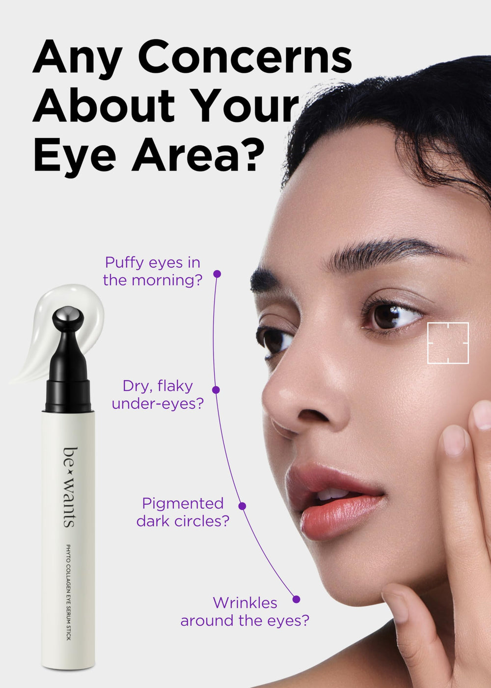 BE+WANTS rouleau application sous les yeux pour une application précise et réduction des poches