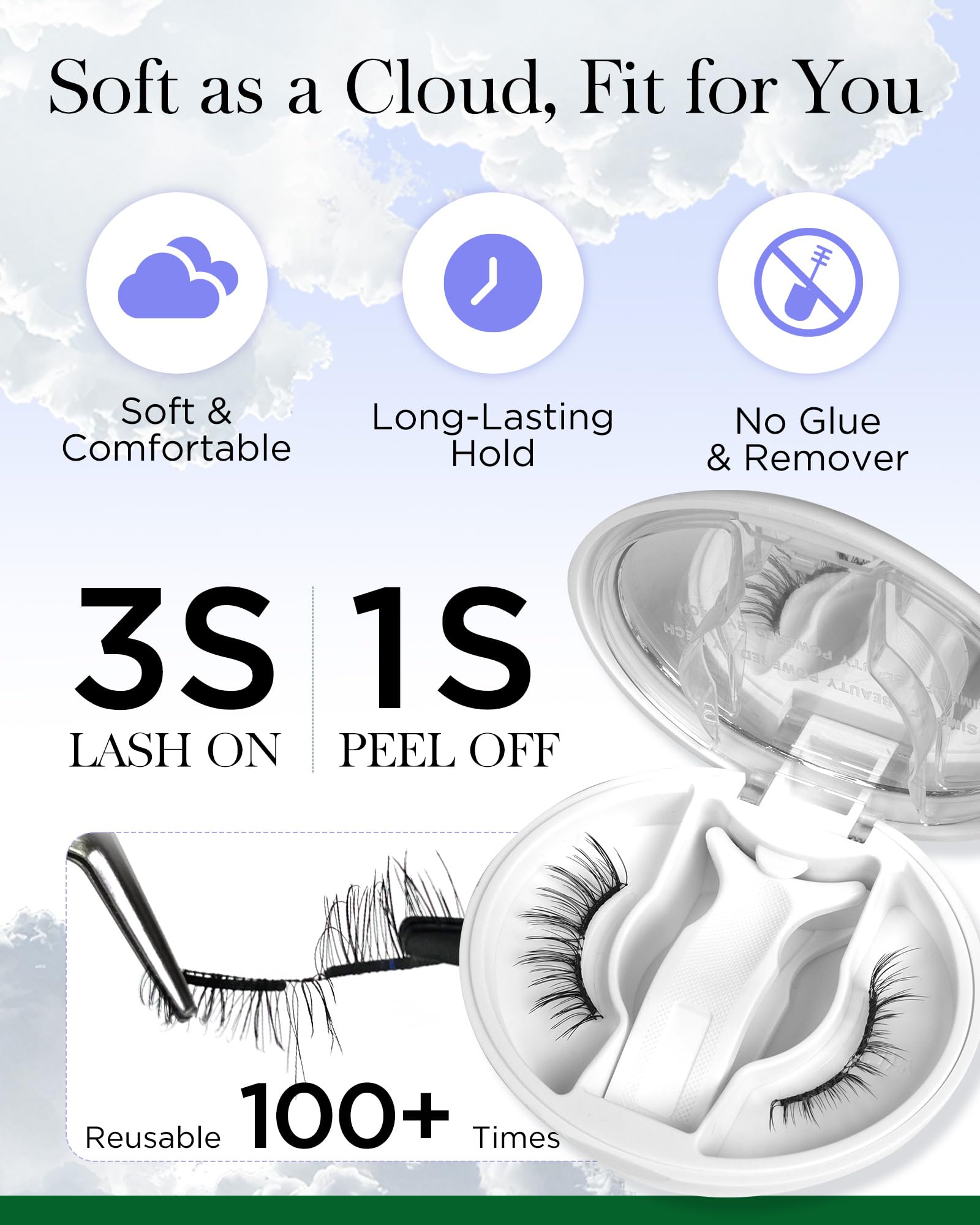BEYELIAN application sans colle, sans residu et sans irritation.