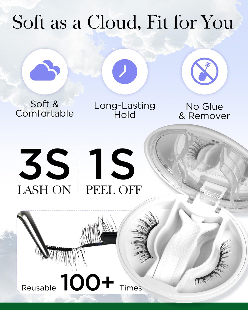 BEYELIAN application sans colle, sans residu et sans irritation.