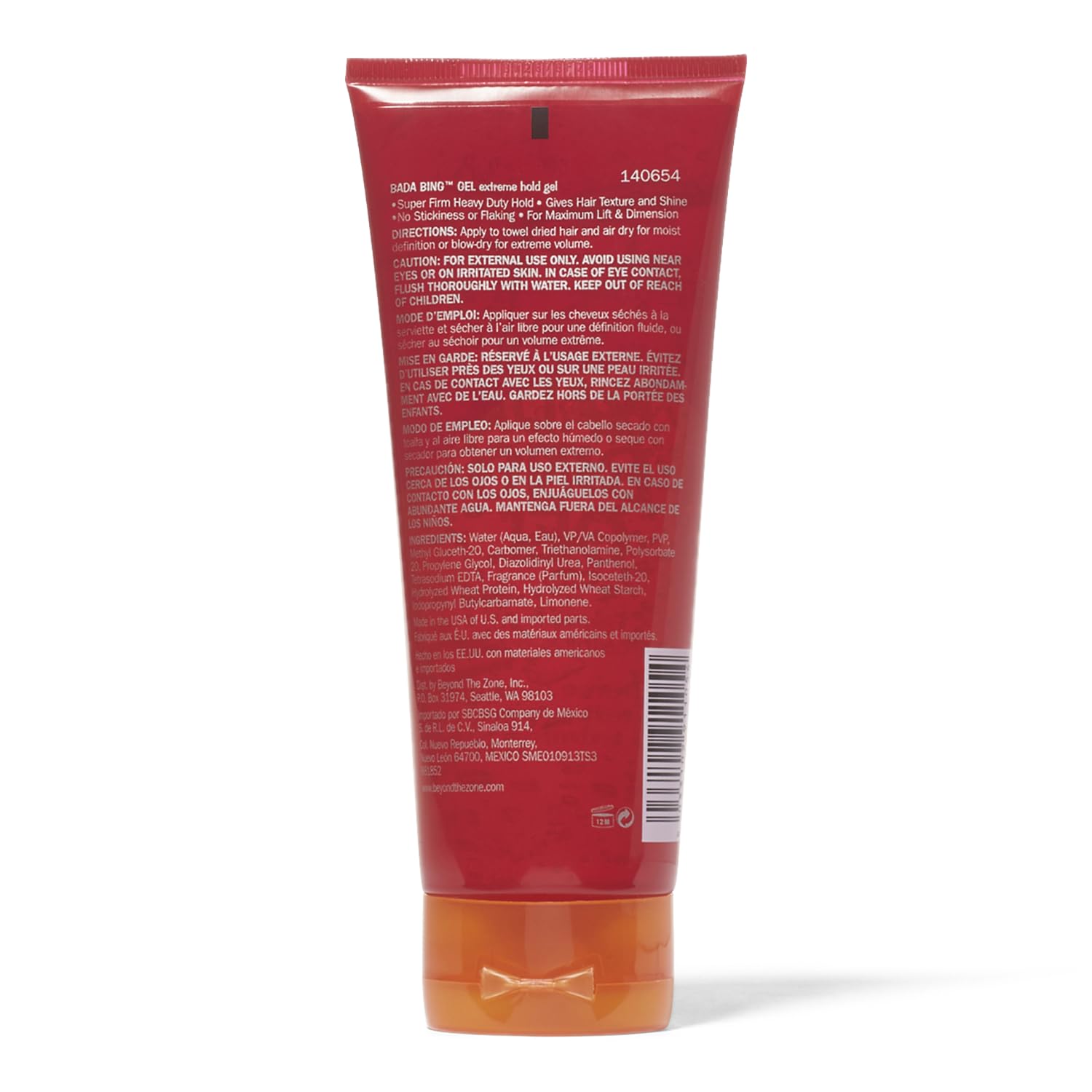 Texture et coiffage faciles avec le Gel Bada Bing, maintien longue durée.