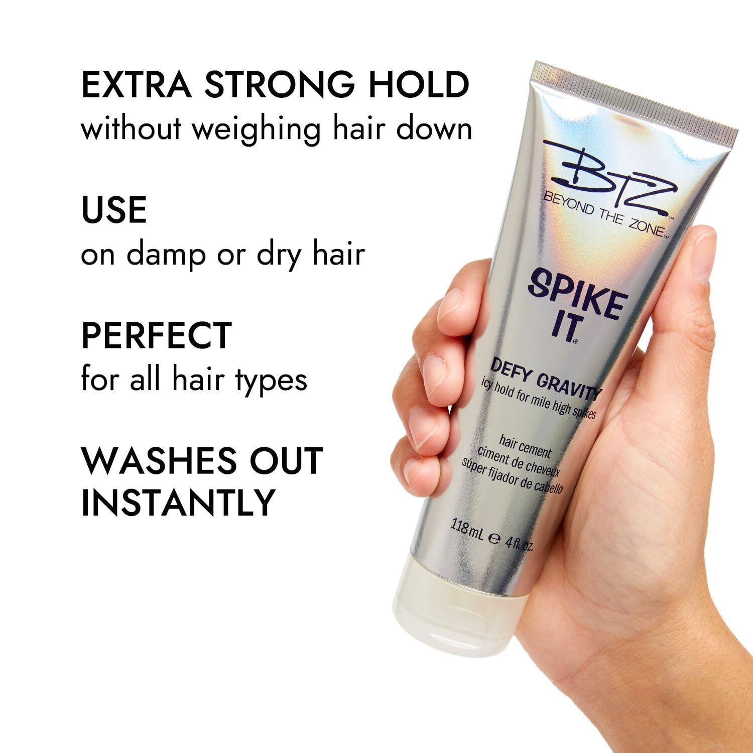 Beyond the Zone Spike It Hair Cement, lavage rapide sans résidus.