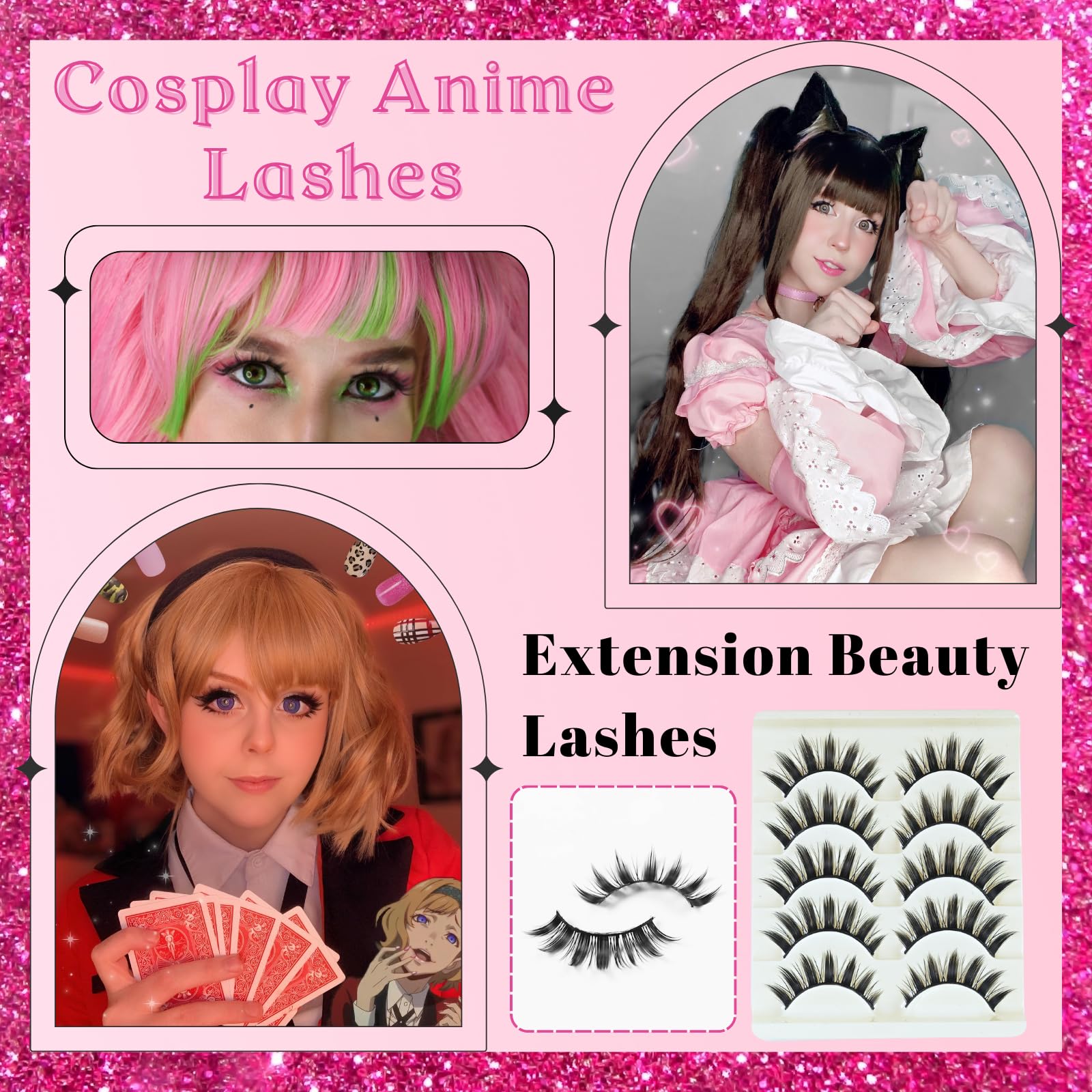 Cils beyonday 3D pour cosplay animé, donne profondeur expressive aux yeux.