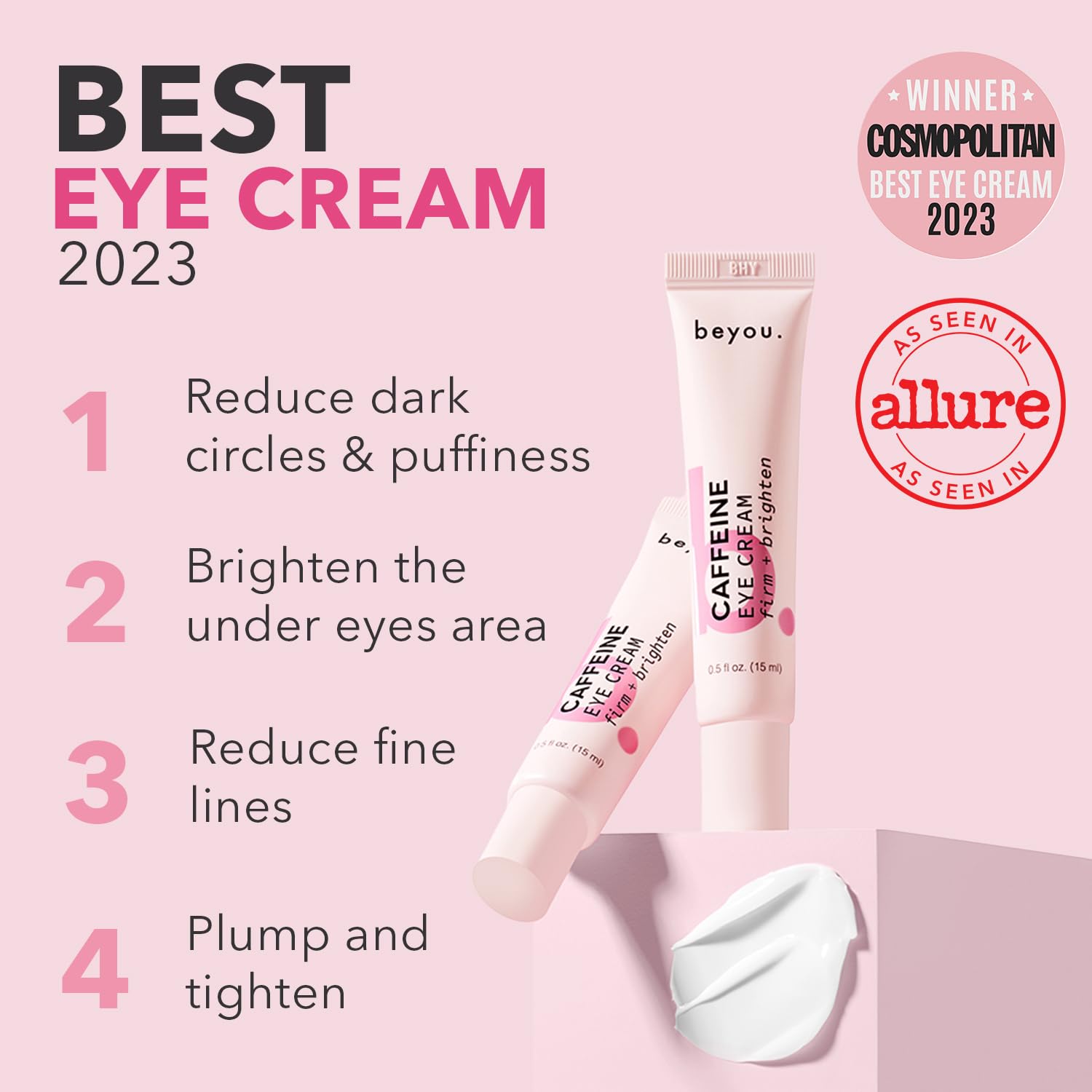 Beyou crème yeux caféine pot ouverte, texture onctueuse prête à l’application.