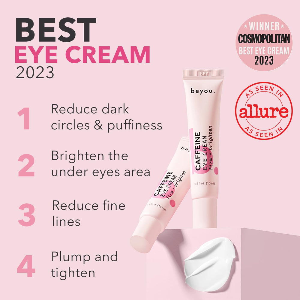 Beyou crème yeux caféine pot ouverte, texture onctueuse prête à l’application.